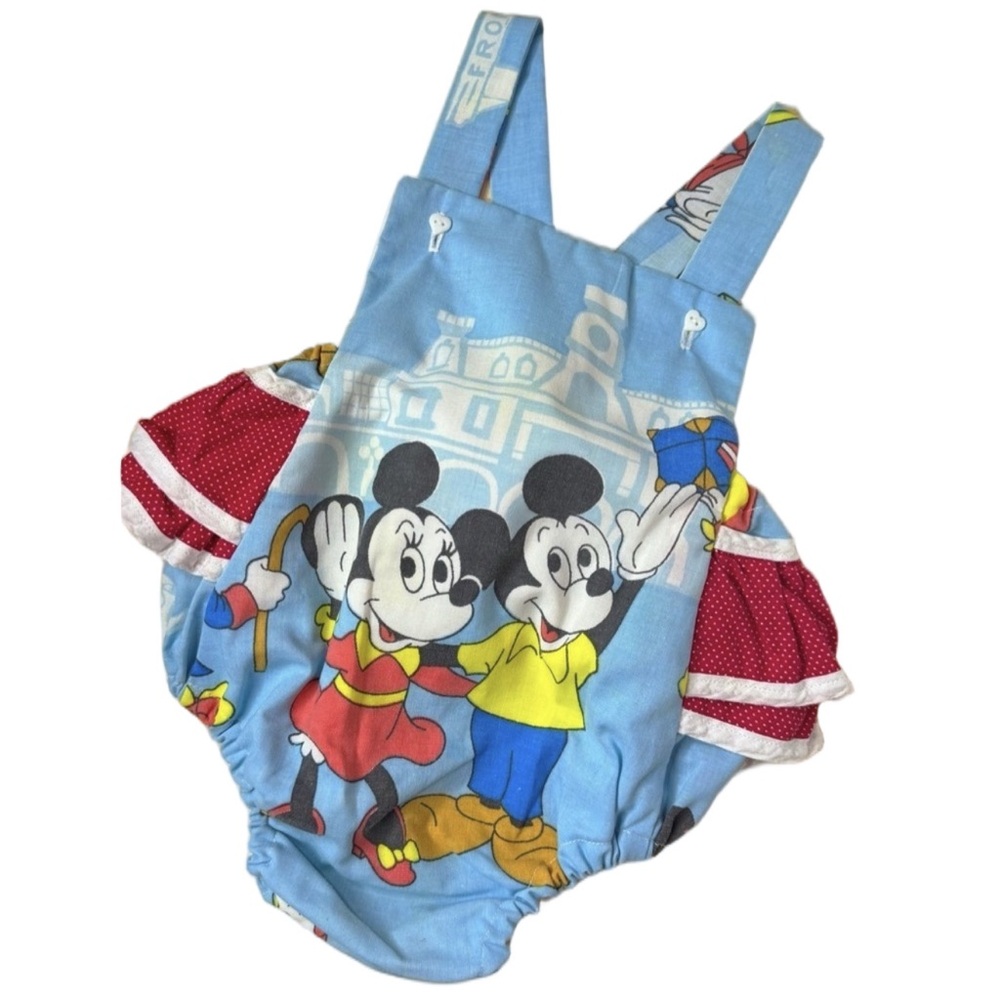 Vintage Mickey & Minnie Custom Romper 2t/3t  Handmade Baby Outfit Disney Park